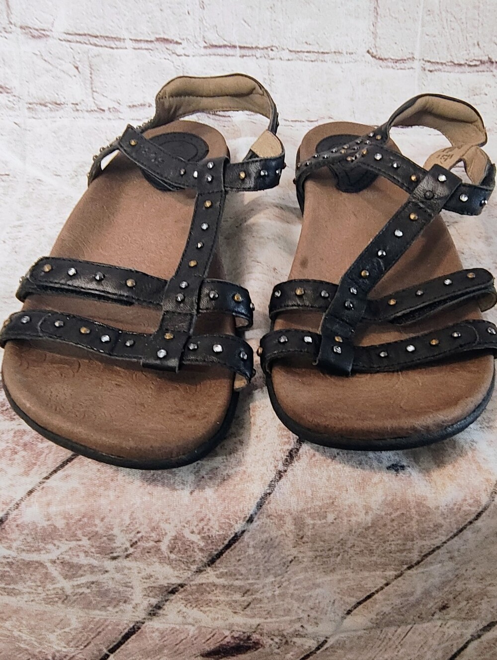Taos Party Sandals Leather Strappy Studded Comfort Brown Sandals 10 - Picture 3 of 13